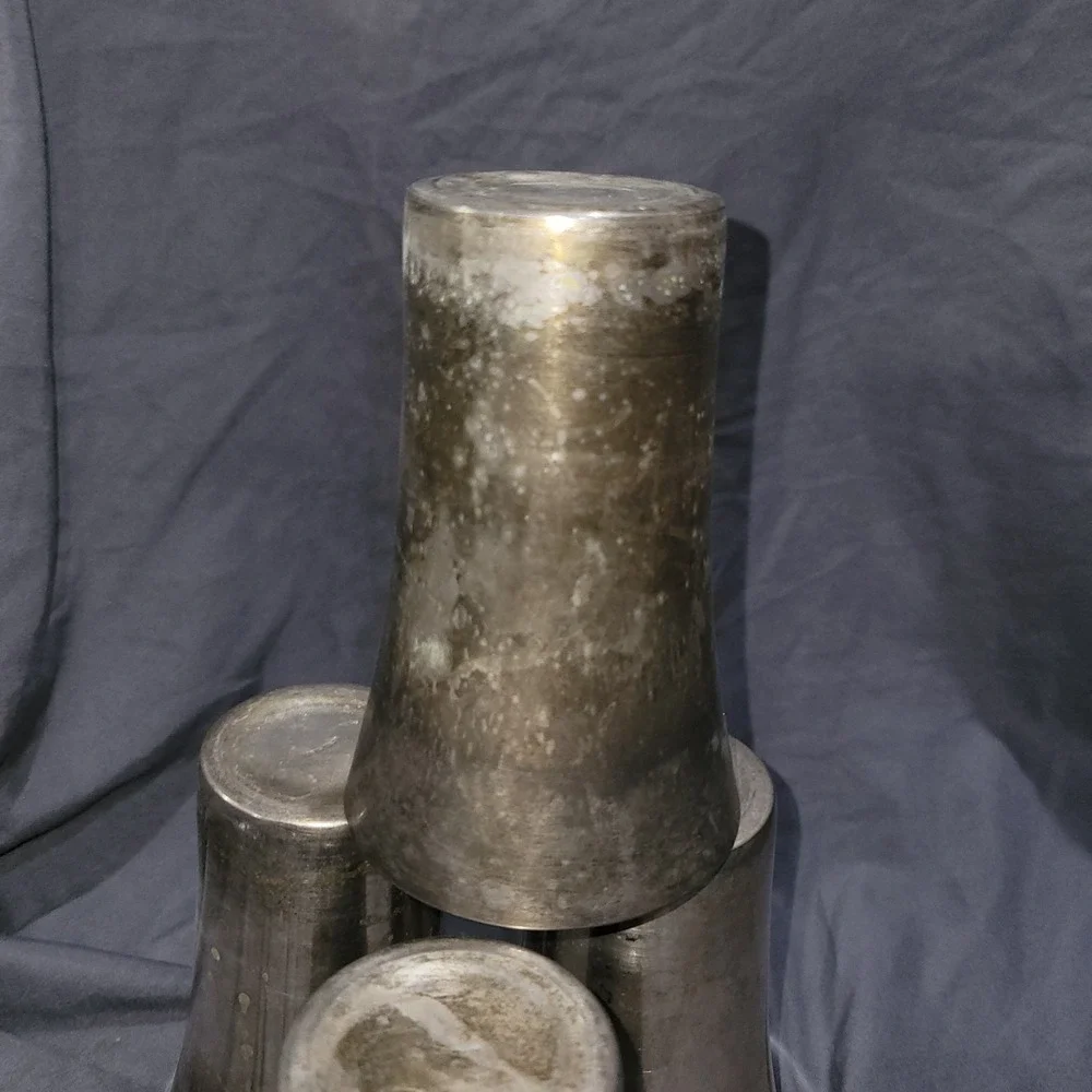 Set Of 4 Vintage Nickel Silver Tumblers Cups Metal Drinkware Bar